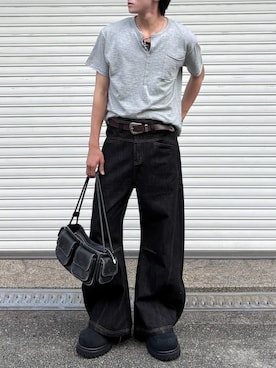 「Chikashitsu +（チカシツプラス）のアイテム」を使った、Never mind the XU / Chikashitsu+さん（メンズ・178cm）の夏コーディネート