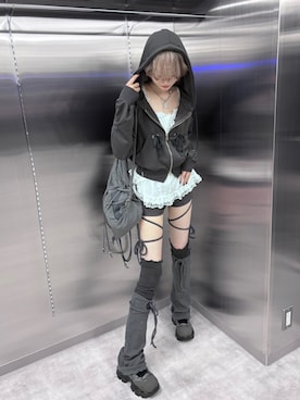 「アイテム（バックパック/リュック）」を使った、Never mind the XU / Chikashitsu+さん（レディース・165cm）の秋コーディネート