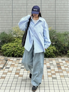 「レザーバッグ」｜Never mind the XU / Chikashitsu+さん（レディース・170cm）の春コーディネート
