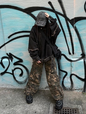 「BLACKPURPLE（ブラックパープル）のアイテム」を使った、Never mind the XU / Chikashitsu+さん（レディース・161cm）の秋コーディネート