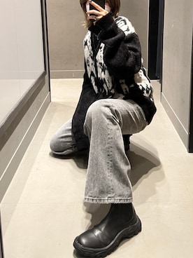 「NOMANUAL（NOMANUAL）のアイテム」を使った、Never mind the XU / Chikashitsu+さん（レディース・168cm）の春コーディネート