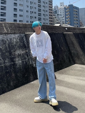「NOMANUAL（NOMANUAL）のアイテム（トップス）」を使った、Never mind the XU / Chikashitsu+さん（メンズ・178cm）の春コーディネート