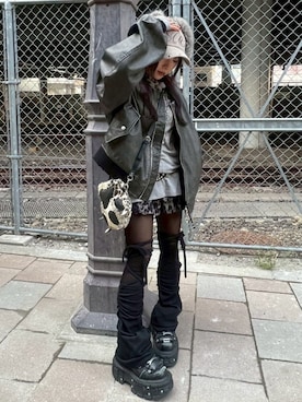 「アイテム（レッグウォーマー）」を使った、Never mind the XU / Chikashitsu+さん（レディース・148cm）の冬コーディネート