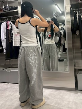 「Never mind the XU / Chikashitsu+（ネバーマインド ザ エックスユー / チカシツプラス）のアイテム」を使った、Never mind the XU / Chikashitsu+さん（レディース・158cm）の夏コーディネート