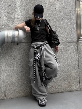 「アイテム（スウェットパンツ）」を使った、Never mind the XU / Chikashitsu+さん（レディース・160cm）の秋コーディネート
