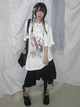 「Never mind the XU / Chikashitsu+（ネバーマインド ザ エックスユー / チカシツプラス）の【Nerd out XU】BEATOPIA tee / 【ナードアウトエックスユー】ビートピアプリント半袖Tシャツ<着用動画あり>（Tシャツ/カットソー、ホワイト系）」を使った、Never mind the XU / Chikashitsu+さん（メンズ・170cm）の夏コーディネート