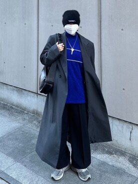 「ロングジャケット」｜「アイテム（トレンチコート）」を使った、Never mind the XU / Chikashitsu+さん（レディース・161cm）の冬コーディネート