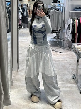 「Never mind the XU / Chikashitsu+（ネバーマインド ザ エックスユー / チカシツプラス）のアイテム」を使った、Never mind the XU / Chikashitsu+さん（レディース・162cm）の秋コーディネート