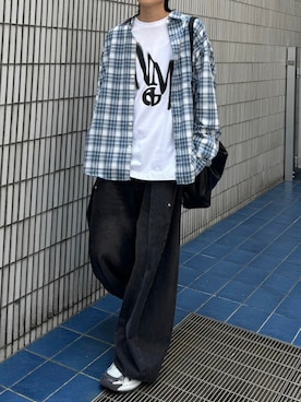 「NOMANUAL（NOMANUAL）のアイテム」を使った、Never mind the XU / Chikashitsu+さん（メンズ・170cm）の秋コーディネート
