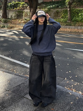 「NOMANUAL（NOMANUAL）のアイテム（帽子）」を使った、Never mind the XU / Chikashitsu+さん（レディース・170cm）の冬コーディネート