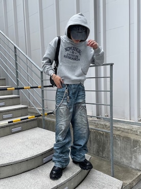 「クロップドトップス」｜Never mind the XU / Chikashitsu+さん（メンズ・173cm）の秋コーディネート