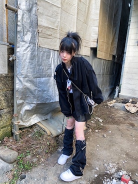 「レッグウォーマー」｜「アイテム（デニムジャケット）」を使った、Never mind the XU / Chikashitsu+さん（レディース・163cm）の秋コーディネート