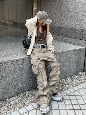 「BLACKPURPLE（ブラックパープル）のアイテム」を使った、Never mind the XU / Chikashitsu+さん（レディース・148cm）の夏コーディネート