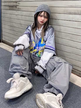 「SETUPEXE（セットアップイーエックスイー）のアイテム（帽子）」を使った、Never mind the XU / Chikashitsu+さん（レディース・158cm）の夏コーディネート