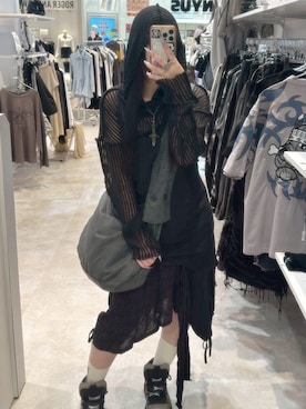 「RICH（リッチ）のアイテム」を使った、Never mind the XU / Chikashitsu+さん（レディース・162cm）の秋コーディネート