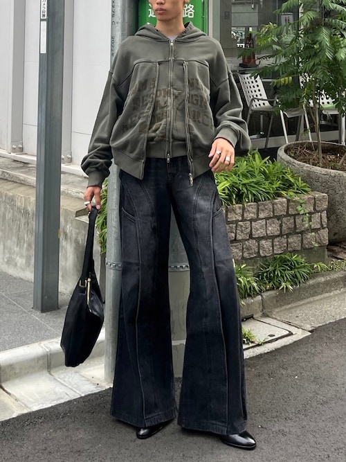 Chikashitsu+ ワイドフレアデニム denim pants ワイドパンツ + 