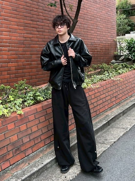 「アイテム（スウェットパンツ）」を使った、Never mind the XU / Chikashitsu+さん（メンズ・176cm）の秋コーディネート