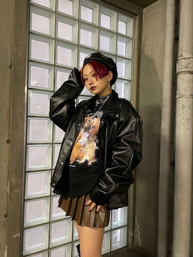 「BASIC COTTON（ベーシックコットン）のアイテム」を使った、Never mind the XU / Chikashitsu+さん（レディース・154cm）の冬コーディネート