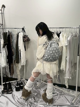 「アイテム（バックパック/リュック）」を使った、Never mind the XU / Chikashitsu+さん（レディース・163cm）の夏コーディネート