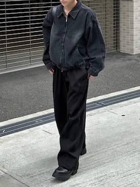 「Chikashitsu +（チカシツプラス）のアイテム（スウェットパンツ）」を使った、Never mind the XU / Chikashitsu+さん（メンズ・170cm）の秋コーディネート