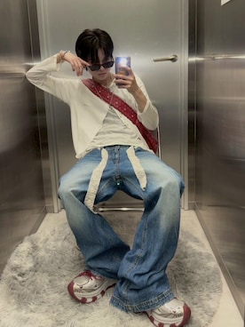 「NEXT IMPULSIVE（ネクストインプルーシブ）のアイテム」を使った、Never mind the XU / Chikashitsu+さん（メンズ・173cm）の秋コーディネート