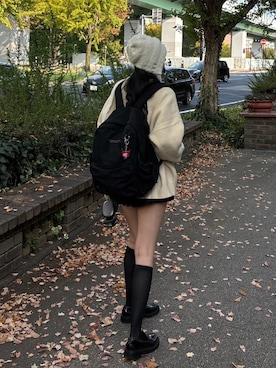 「NOMANUAL（NOMANUAL）のアイテム」を使った、Never mind the XU / Chikashitsu+さん（レディース・170cm）の秋コーディネート