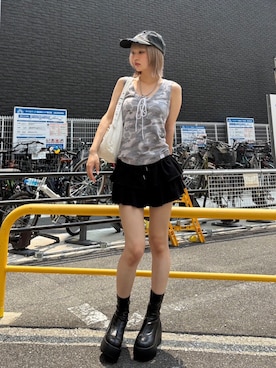 「NOMANUAL（NOMANUAL）のアイテム」を使った、Never mind the XU / Chikashitsu+さん（骨格ウェーブ・レディース・158cm）の夏コーディネート
