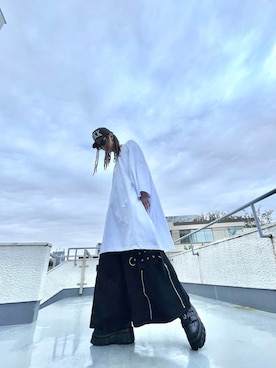 「Never mind the XU / Chikashitsu+（ネバーマインド ザ エックスユー / チカシツプラス）のアイテム」を使った、Never mind the XU / Chikashitsu+さん（メンズ・186cm）の春コーディネート