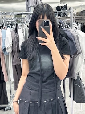 「アイテム（Tシャツ/カットソー）」を使った、Never mind the XU / Chikashitsu+さん（レディース・157cm）の夏コーディネート