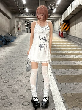「Cest Nous（セヌー）のアイテム」を使った、Never mind the XU / Chikashitsu+さん（レディース・158cm）の夏コーディネート