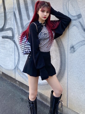 「BASIC COTTON（ベーシックコットン）のアイテム」を使った、Never mind the XU / Chikashitsu+さん（レディース・162cm）の秋コーディネート