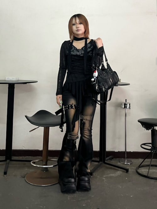 (即日発送)SHISHIKUI シアー ニューブラック 長袖カットソー ニッセン Tシャツ カットソー 大きいサイズ レディース 汗染みし
