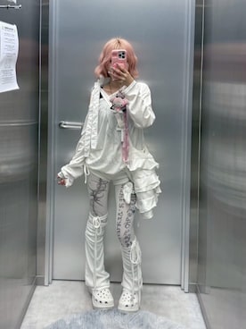 「アイテム（レッグウォーマー）」を使った、Never mind the XU / Chikashitsu+さん（レディース・151cm）の冬コーディネート