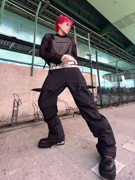 「Basic Pleasure Mode（ベーシックプレジャーモード）のアイテム」を使った、Never mind the XU / Chikashitsu+さん（メンズ・175cm）の夏コーディネート