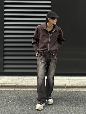「NOMANUAL（NOMANUAL）のアイテム」を使った、Never mind the XU / Chikashitsu+さん（メンズ・175cm）の秋コーディネート