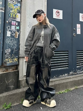 「アイテム（ミリタリージャケット）」を使った、Never mind the XU / Chikashitsu+さん（骨格ストレート・レディース・154cm）の冬コーディネート
