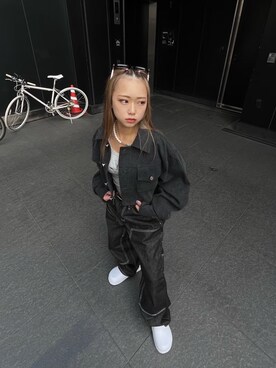 「BASIC COTTON（ベーシックコットン）のアイテム」を使った、Never mind the XU / Chikashitsu+さん（レディース・160cm）の秋コーディネート