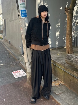 「Chikashitsu +（チカシツプラス）のアイテム（ジャケット/アウター）」を使った、Never mind the XU / Chikashitsu+さん（メンズ・181cm）の冬コーディネート