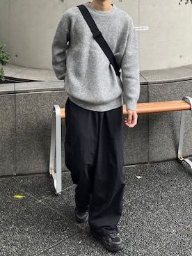 「Chikashitsu +（チカシツプラス）のアイテム（ニット/セーター）」を使った、Never mind the XU / Chikashitsu+さん（メンズ・179cm）の秋コーディネート