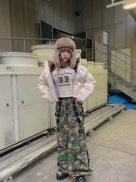 「SAD REBORN DOLLS（サッドリボーンドルズ）のアイテム」を使った、Never mind the XU / Chikashitsu+さん（レディース・153cm）の春コーディネート