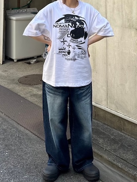 「NOMANUAL（NOMANUAL）のアイテム」を使った、Never mind the XU / Chikashitsu+さん（メンズ・161cm）の春コーディネート