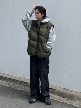 「NOMANUAL（NOMANUAL）のアイテム」を使った、Never mind the XU / Chikashitsu+さん（レディース・159cm）の秋コーディネート