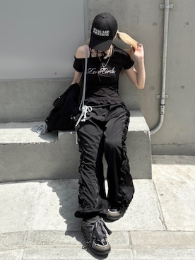 「アイテム（バックパック/リュック）」を使った、Never mind the XU / Chikashitsu+さん（レディース・160cm）の夏コーディネート