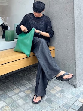 「Chikashitsu +（チカシツプラス）のアイテム（ニット/セーター）」を使った、Never mind the XU / Chikashitsu+さん（メンズ・175cm）の秋コーディネート