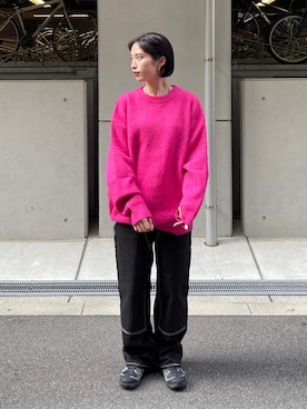 「Chikashitsu +（チカシツプラス）のアイテム（ニット/セーター）」を使った、Never mind the XU / Chikashitsu+さん（レディース・159cm）の秋コーディネート