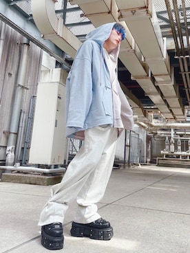 「AJOBYAJO（アジョバイアジョ）のアイテム（アクセサリー）」を使った、Never mind the XU / Chikashitsu+さん（メンズ・174cm）の春コーディネート