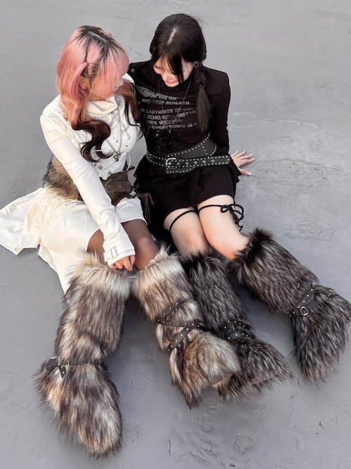 Never mind the XU】belt fur boots / 【ネバーマインド ザ エックス