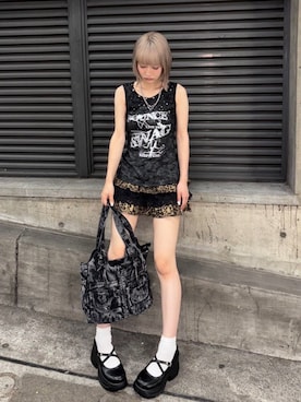 「アイテム（タンクトップ）」を使った、Never mind the XU / Chikashitsu+さん（骨格ウェーブ・レディース・158cm）の夏コーディネート