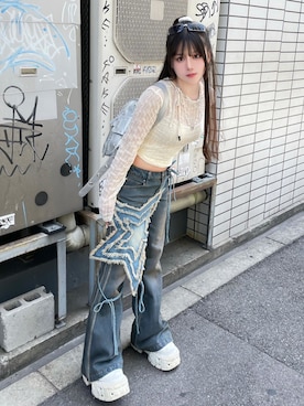 「Basic Pleasure Mode（ベーシックプレジャーモード）のアイテム」を使った、Never mind the XU / Chikashitsu+さん（レディース・153cm）の夏コーディネート