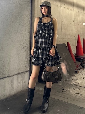 「アイテム（ハンチング/ベレー帽）」を使った、Never mind the XU / Chikashitsu+さん（レディース・158cm）の夏コーディネート